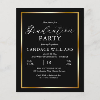 Prospectus 11,4 Cm X 14,2 Cm Budget Gold Cadre Minimaliste Parti Invitation Fly
