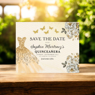 Prospectus 11,4 Cm X 14,2 Cm Budget Gold Enregistrer la date Anniversaire Quinc