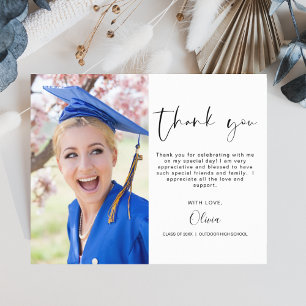 Prospectus 11,4 Cm X 14,2 Cm Budget Graduation Photo Minimaliste Merci Cartes