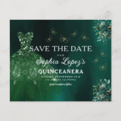 Prospectus 11,4 Cm X 14,2 Cm Budget Green Gold Quinceanera Enregistrer la date (Devant)