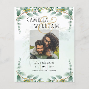 Prospectus 11,4 Cm X 14,2 Cm BUDGET Greenery PHOTO Wedding Save The Date QRcode