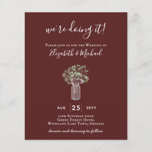 Prospectus 11,4 Cm X 14,2 Cm BUDGET Gypsophila Mason Jar MARIAGE minimaliste mo