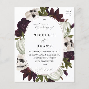 Prospectus 11,4 Cm X 14,2 Cm Budget Halloween violet floral et Mariage crâne W