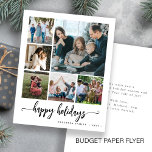 Prospectus 11,4 Cm X 14,2 Cm Budget happy holiday photo collage de bienvenue Ca<br><div class="desc">Elégant moderne Happy Holidays script calligraphie manuscrit six famille multi photo simple carte de voeux noir et blanc avec votre texte personnalisé sur les deux côtés. VEUILLEZ NOTER que les couleurs de l'arrière - plan et du script sont modifiables. Vous pouvez le modifier après avoir sélectionné l'option PERSONNALISER sous le...</div>