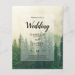 Prospectus 11,4 Cm X 14,2 Cm BUDGET Invitation de mariage Arbres de pin Forêt v