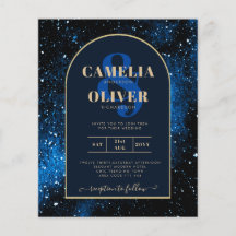 BUDGET Invitation de mariage Nuit étoilée Bleu mar