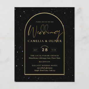 Prospectus 11,4 Cm X 14,2 Cm BUDGET Jet BLACK GOLD Starry Night Wedding INVITE