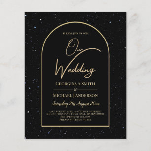 Prospectus 11,4 Cm X 14,2 Cm BUDGET Jet BLACK GOLD Starry Night Wedding INVITE