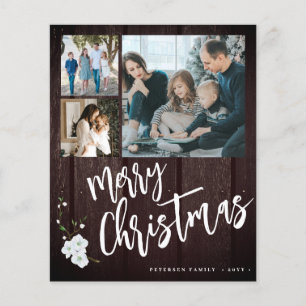 Prospectus 11,4 Cm X 14,2 Cm Budget Joyeux Noël photo rustique Carte de vacance