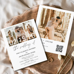 Prospectus 11,4 Cm X 14,2 Cm Budget Le Mariage de la Photo Code QR Invitation