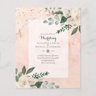 Prospectus 11,4 Cm X 14,2 Cm BUDGET LE PLUS BAS Blanc Roses Mariage Invitations