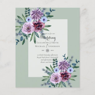 Prospectus 11,4 Cm X 14,2 Cm BUDGET LE PLUS FAIBLE Invitations de mariage Plum 
