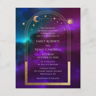 Prospectus 11,4 Cm X 14,2 Cm Budget Mariage Cosmic Violet Turquoise Or Soleil L