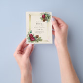 Prospectus 11,4 Cm X 14,2 Cm BUDGET Mariage d'hiver Rose Bourgogne Eucalyptus (main)