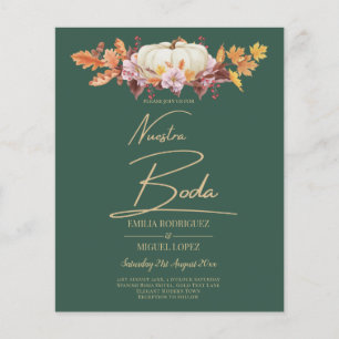 Prospectus 11,4 Cm X 14,2 Cm BUDGET Mariage Espagnol Courge Vert Or Noces