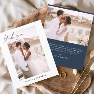 Prospectus 11,4 Cm X 14,2 Cm Budget Mariage Marine Bleu Photo Merci Cartes