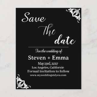 Prospectus 11,4 Cm X 14,2 Cm Budget Mariage noir et blanc Enregistrer la date