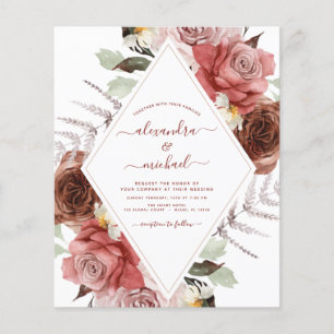 Prospectus 11,4 Cm X 14,2 Cm Budget Mariage Photo Terracotta Floral Automne