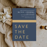 Prospectus 11,4 Cm X 14,2 Cm Budget Marine Blue Gold Enregistrer la date Elégan<br><div class="desc">Budget Mariage Elegant Marine Bleu et Or Enregistrer les cartes de date. Les cartes Save the Date contiennent une typographie de script moderne,  lettrée à la main,  qui sont élégantes,  simples et modernes à utiliser après que vous minimaliste simple célébration de mariage.</div>