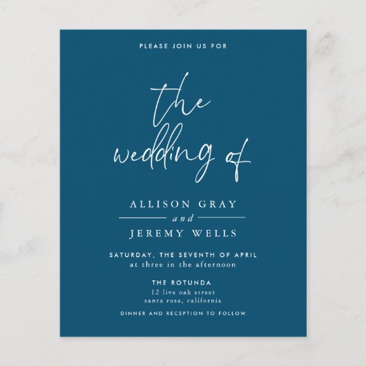 Prospectus 11,4 Cm X 14,2 Cm Budget Marine Faire-part de mariage (Devant)