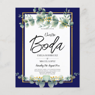 Prospectus 11,4 Cm X 14,2 Cm BUDGET MARINE OR Eucalyptus Mariage Inviter QR COD