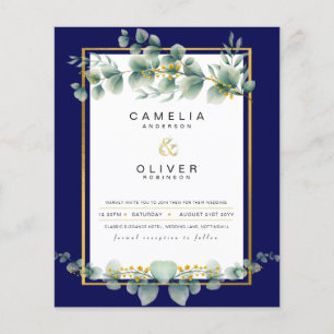 Prospectus 11,4 Cm X 14,2 Cm BUDGET MARINE OR Eucalyptus Mariage Inviter QR COD