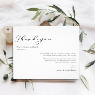 Prospectus 11,4 Cm X 14,2 Cm Budget Merci de Mariage noir et blanc minimal