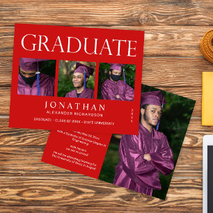 Prospectus 11,4 Cm X 14,2 Cm Budget Moderne 4 Faire-part de graduation photo -