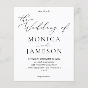 Prospectus 11,4 Cm X 14,2 Cm Budget Moderne Calligraphie V2 Mariage Flyer