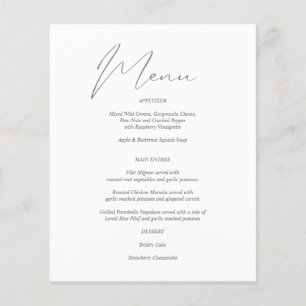 Prospectus 11,4 Cm X 14,2 Cm Budget Moderne Chic Gris & Blanc Menu
