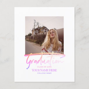 Prospectus 11,4 Cm X 14,2 Cm Budget Moderne Élégant Graduation Photo Invitation