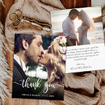 Prospectus 11,4 Cm X 14,2 Cm Budget moderne Script Photo Mariage Merci Flyer<br><div class="desc">Budget Modern Script Mariage one Photo Merci personnalisé abordable petit budget flyer. Mariage moderne élégant Merci modèle papier avec une photo verticale complète sur le devant avec le texte superposé "Merci" script dans une police de typographie manuscrite en couleur blanche sur l'image. Au dos une photo horizontale et votre message...</div>