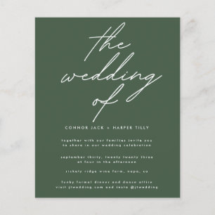 Prospectus 11,4 Cm X 14,2 Cm Budget Moderne Vert foncé Blanc Le Mariage Invitat