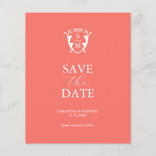 Prospectus 11,4 Cm X 14,2 Cm Budget Monogramme Orange Enregistrer la date