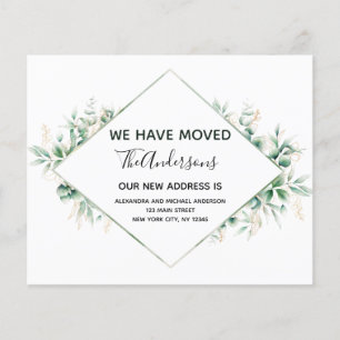 Prospectus 11,4 Cm X 14,2 Cm Budget Moving Announcement Eucalyptus Greenery