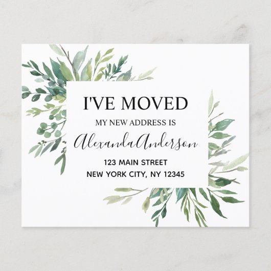 Prospectus 11,4 Cm X 14,2 Cm Budget Moving Announcement Eucalyptus Greenery (Devant)