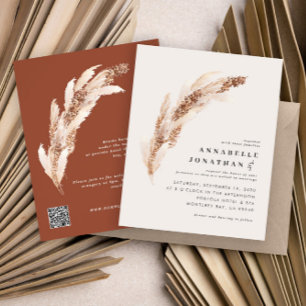 Prospectus 11,4 Cm X 14,2 Cm Budget naturel boho pampas herbe élégant mariage f