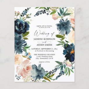 Prospectus 11,4 Cm X 14,2 Cm Budget Navy Bleu Poussiéreux et Blush Rose 2 Maria