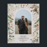 Prospectus 11,4 Cm X 14,2 Cm BUDGET Noël 1 arche photo aquarelle botanique<br><div class="desc">budget Joyeux Noël moderne élégante aquarelle séchée botanique floral muet couleurs vacances arc 1 photo flyer de Noël</div>