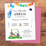 Prospectus 11,4 Cm X 14,2 Cm Budget Notre Petit Golfeur Pink Kids Golf Annivers<br><div class="desc">Budget Notre petit golf rose enfants Golf Flyer Birthday Flyer est une excellente invitation au golf pour une fête d'anniversaire pour enfants! Cet invitation d'anniversaire de golf dispose de matériel de fête, de ballons, de bannières de fête colorées, d'une voiturette de golf, de clubs de golf, de balles de golf,...</div>