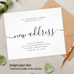 Prospectus 11,4 Cm X 14,2 Cm Budget nouvelle adresse moderne mouvement faire-pa<br><div class="desc">Simple élégant minimaliste noir et blanc nouvelle adresse écriture calligraphie script BUDGET abordable déplacement faire-part PAPER FLYER. Facile à personnaliser avec votre texte et nouvelle adresse. VEUILLEZ LIRE CECI AVANT D'ACHETER ! Il s'agit d'une carte économique abordable imprimée sur un FLYER. Veuillez noter que BUDGET PAPER EST MINCE - Vous...</div>