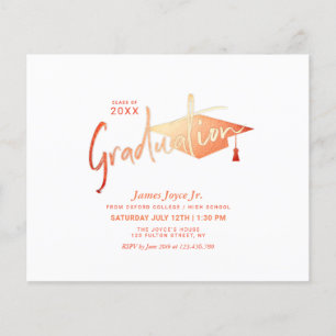 Prospectus 11,4 Cm X 14,2 Cm Budget Orange Minimal Graduation Party Invitations