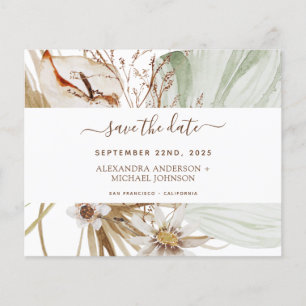 Prospectus 11,4 Cm X 14,2 Cm Budget Pampas Grass Boho Enregistrer la date Flyer
