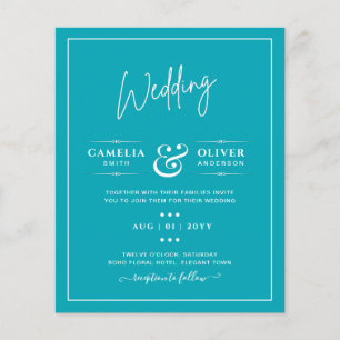 Prospectus 11,4 Cm X 14,2 Cm BUDGET Paon Bleu Sarcelle Mariage Monochrome