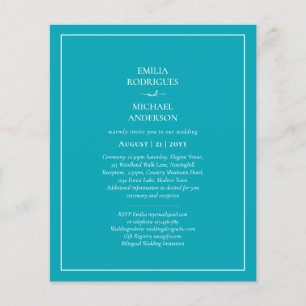 Prospectus 11,4 Cm X 14,2 Cm BUDGET Paon Bleu Sarcelle Mariage Monochrome