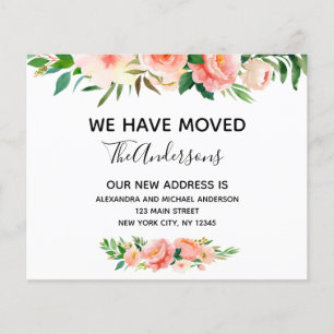 Prospectus 11,4 Cm X 14,2 Cm Budget Pêcher Corail Floral Moving Faire-part