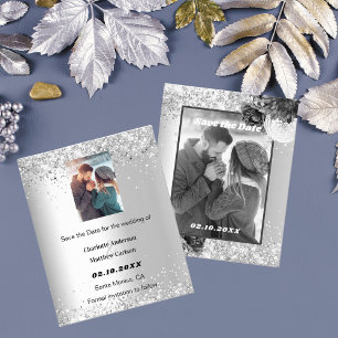 Prospectus 11,4 Cm X 14,2 Cm Budget photo florale argent Enregistrer la date ma