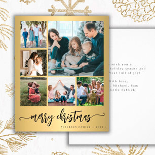 Prospectus 11,4 Cm X 14,2 Cm Budget photo Noël or métallique Holiday Card