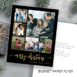 Prospectus 11,4 Cm X 14,2 Cm Budget photo Noël or noir Holiday Card<br><div class="desc">Elégant moderne Joyeux Noël manuscrit script de calligraphie six famille multi photo noir carte de vacances en or avec votre texte personnalisé sur les deux côtés. VEUILLEZ NOTER que les couleurs de l'arrière - plan et du script sont modifiables. Vous pouvez le modifier après avoir sélectionné l'option PERSONNALISER sous le...</div>