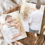 Prospectus 11,4 Cm X 14,2 Cm Budget Photo Picture Wedding Invitations Flyer<br><div class="desc">Budget Transparency covering custom and personalized photo on the front and back of elegant and modern Wedding Invitations - includes beautiful and elegant script typography for the special Wedding day celebration.</div>